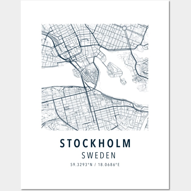 stockholm simple map Wall Art by boy cartograph